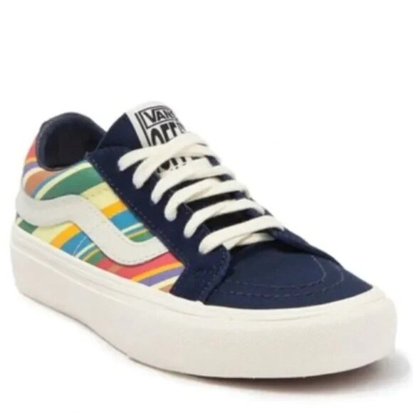 Vans SK8 Low Reissue Retro Stripes Sneakers in Dress Blue - Picture 1 of 10